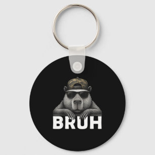Funny Graphic Meme Capybara Bruh For Boys Girls Me Keychain