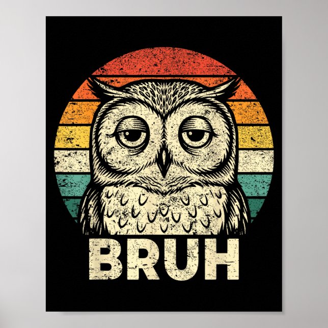 Funny Graphic Tees Owl Bruh For Boys Girls Men Wom Poster (Front)