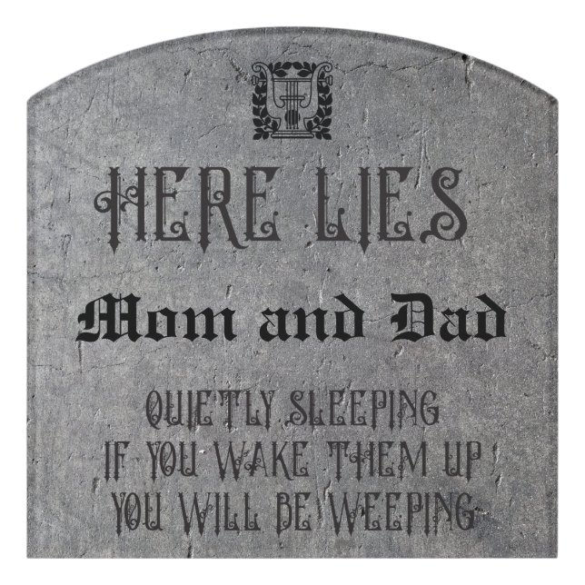 Funny Gravestone Do Not Disturb Door Sign (Contour Front)