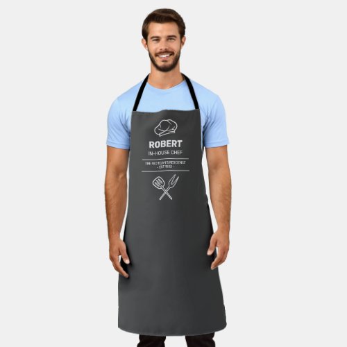 Funny gray and white in house Chef Apron