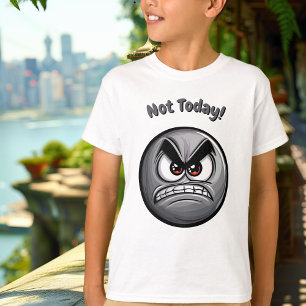 Funny Gray Angry Emoji Kids T-Shirt