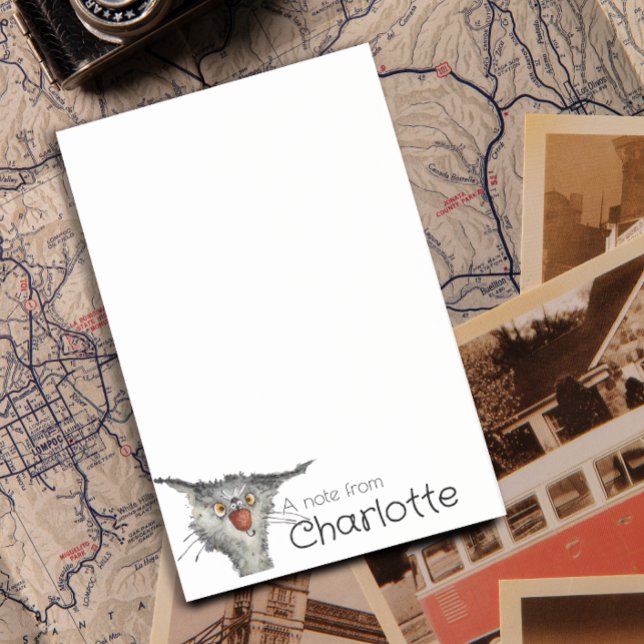 Funny gray  cartoon cat  and bee name post-it notes (Creator Uploaded)