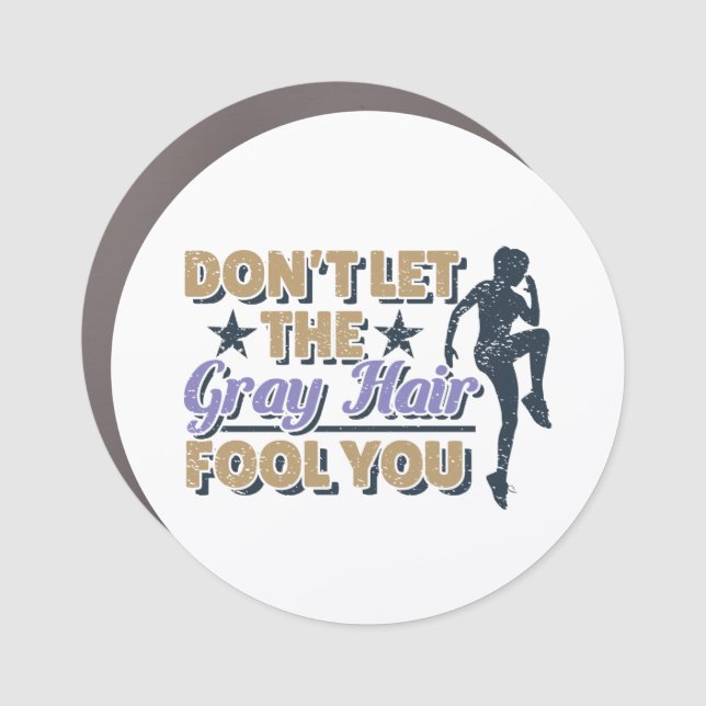 Funny Gray Hair Running Quote - Older Runner Car Magnet (Front)