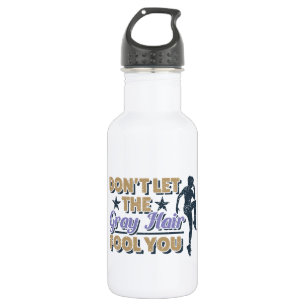 Funny Gray Hair Running Quote - Older Runner Stainless Steel Water Bottle
