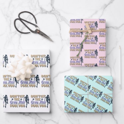 Funny Gray Hair Running Quote _ Older Runner Wrapping Paper Sheets