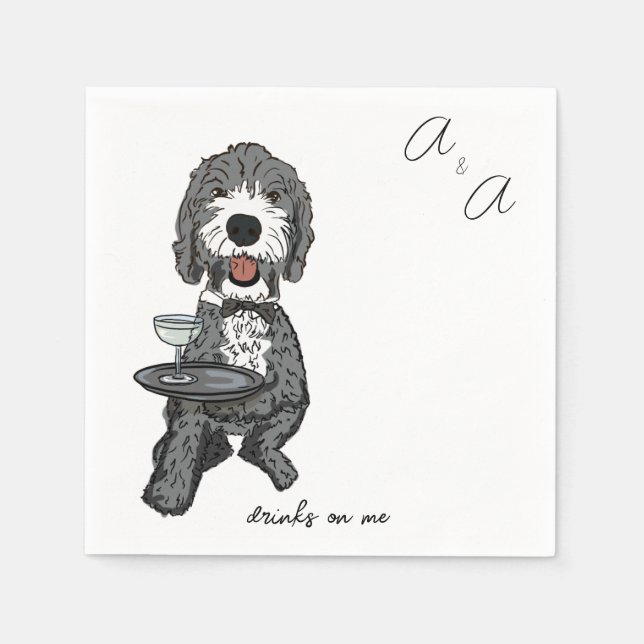Funny Gray Poodle Cocktail  Napkins (Front)