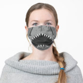 Funny gray shark teeth illustration mouth adult cloth face mask (Worn)