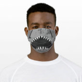 Funny gray shark teeth illustration mouth adult cloth face mask (Worn)