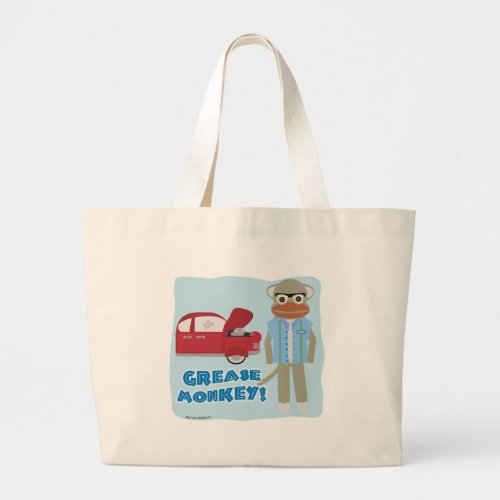 Funny Grease Monkey Mechanic Character Art Large Tote Bag