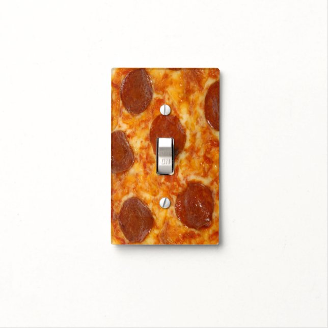 Funny Greasy Pizza Photo Light Switch Cover (In Situ)