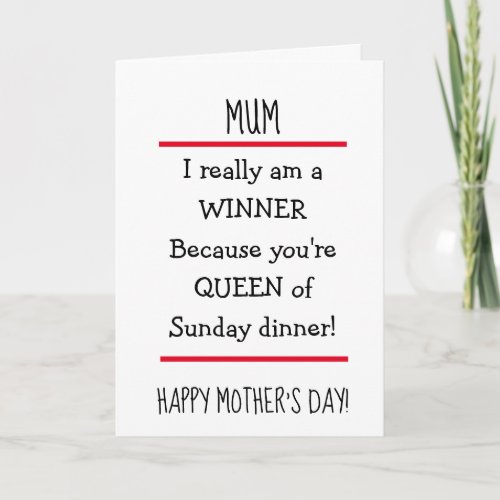 Funny Great Cook Cheeky Verse Happy Mothers Day Card