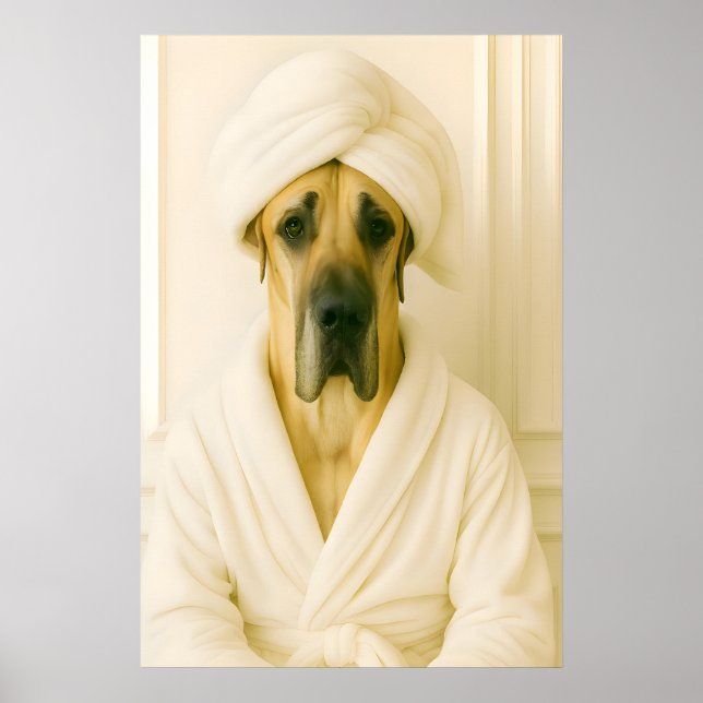 Funny Great Dane Bathroom Print, Great Dane In Poster (Front)