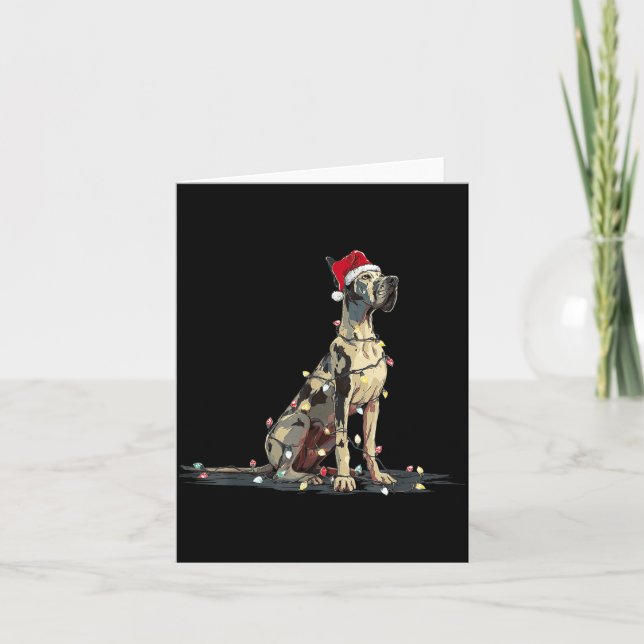 Funny Great Dane Christmas Graphics Dog Lights Lov Card (Front)