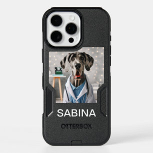 Funny Great Dane Dressed as Doctor iPhone 16 Pro Max Case