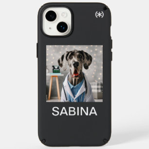 Funny Great Dane Dressed as Doctor Speck iPhone 14 Plus Case