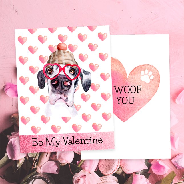 Funny Great Dane I Woof You Dog Valentine's Day Holiday Card (Creator Uploaded)