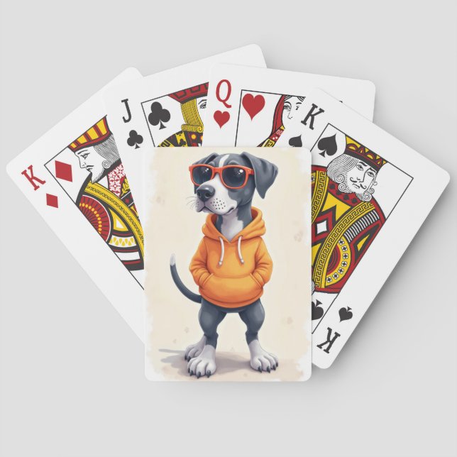 Funny Great Dane Kawaii Dog Poker Cards (Back)