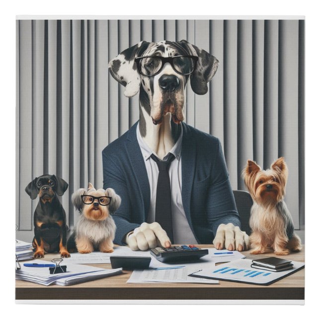 Funny Great Dane Mantle working Accountant Faux Canvas Print (Front)