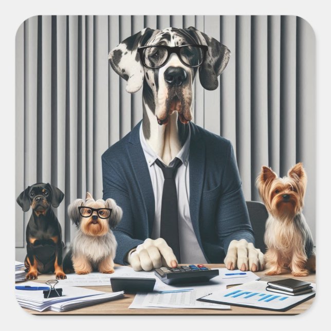 Funny Great Dane Mantle working Accountant Square Sticker (Front)