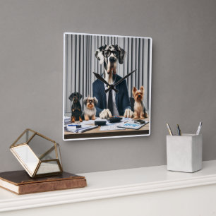 Funny Great Dane Mantle working Accountant Square Wall Clock