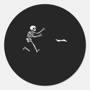 Funny Great Dane Running Skeleton Halloween _1  Classic Round Sticker