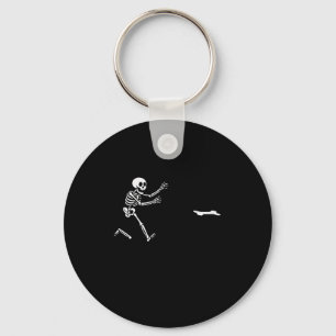 Funny Great Dane Running Skeleton Halloween _1 Keychain
