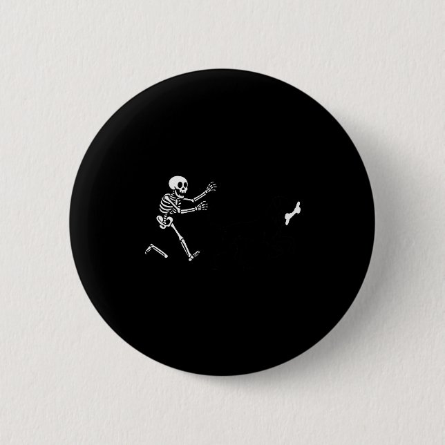 Funny Great Dane Running Skeleton Halloween  Button (Front)