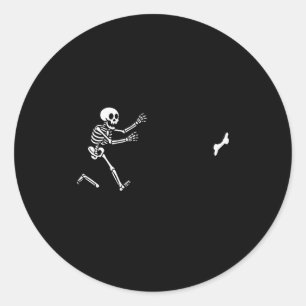 Funny Great Dane Running Skeleton Halloween Classic Round Sticker