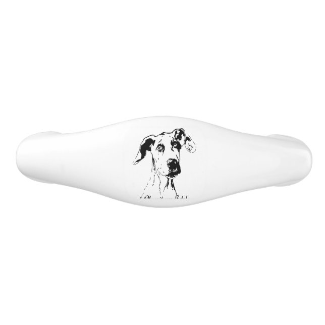 Funny Great Dane Spoiled Dog Humor Ceramic Drawer Pull (Front)