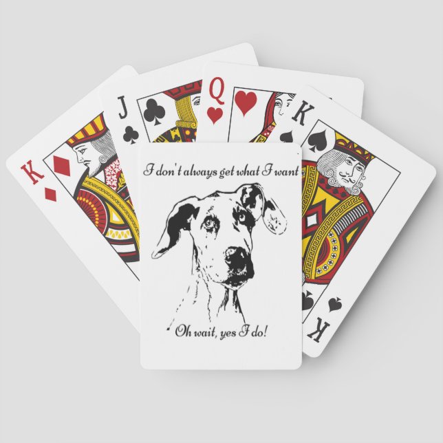Funny Great Dane Spoiled Dog Humor Quote Poker Cards (Back)