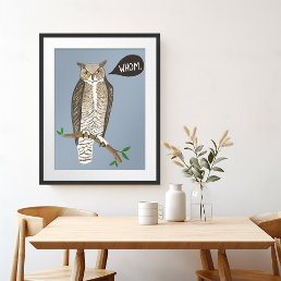 Funny Great Horned Owl WHOM Grammar  Poster