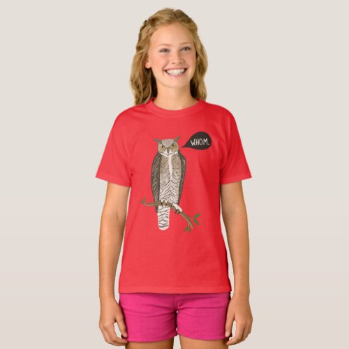 Funny Great Horned Owl WHOM Grammar  T_Shirt