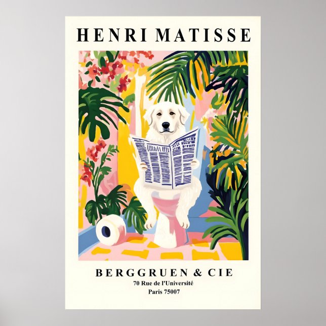 Funny Great Pyrenees Art Print – Matisse Style (Front)
