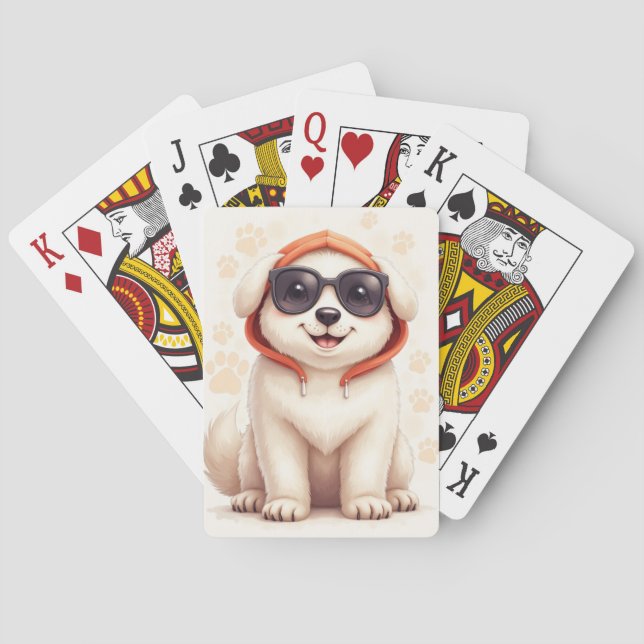 Funny Great Pyrenees Kawaii Dog Poker Cards (Back)