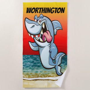 Funny Great White Shark Beach Towel
