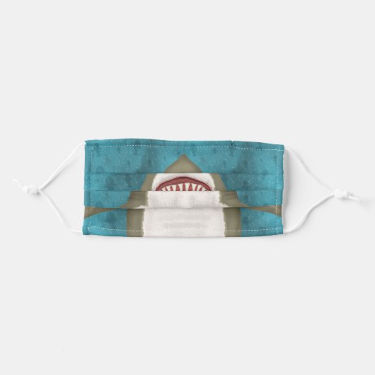 Funny Great White Shark Fish Face Adult Cloth Face Mask (Front, Folded)