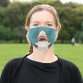 Funny Great White Shark Fish Face Adult Cloth Face Mask (Outside)