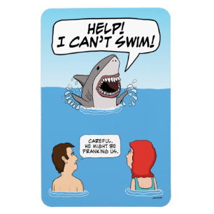 Funny Great White Shark Pranks Swimmers Magnet