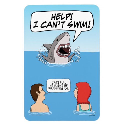 Funny Great White Shark Pranks Swimmers Magnet