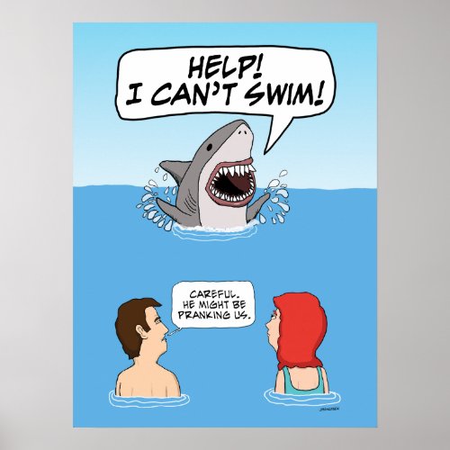 Funny Great White Shark Pranks Swimmers  Poster