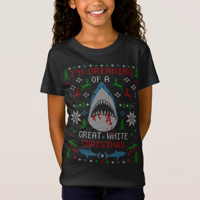 Funny Great White Shark Ugly Christmas Sweater (Front)