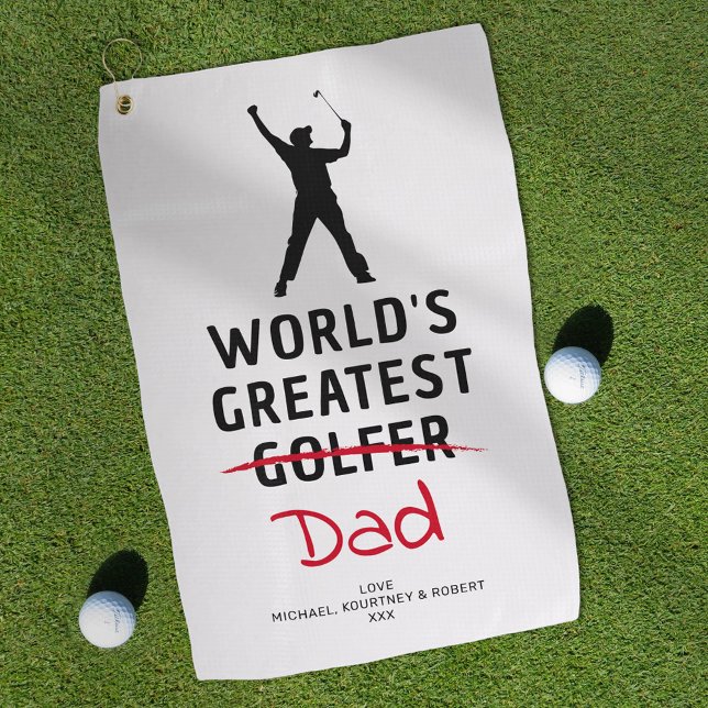Funny Greatest Golfer Custom Photo Father's Day Golf Towel (Creator Uploaded)