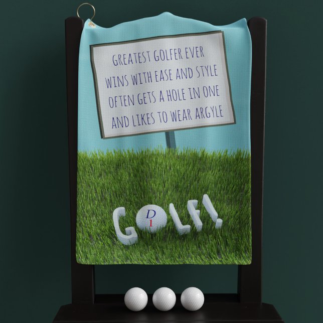 Funny Greatest Golfer Ever Poem Monogrammed Golf Towel (Creator Uploaded)