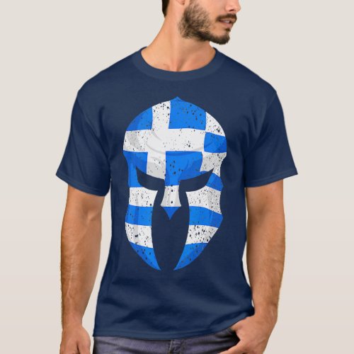 Funny Greek Spartan Helmet Flag Gift For Men Women T_Shirt