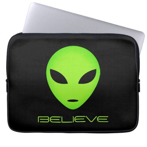 Funny green alien cartoon custom laptop sleeve