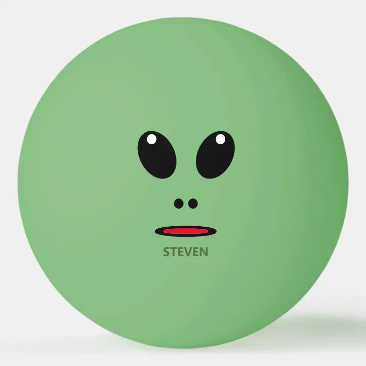 Funny Green Alien Face Personalized Ping Pong Ball | Zazzle