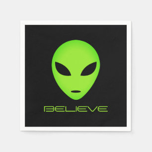 Funny green alien head custom Birthday party Napkins