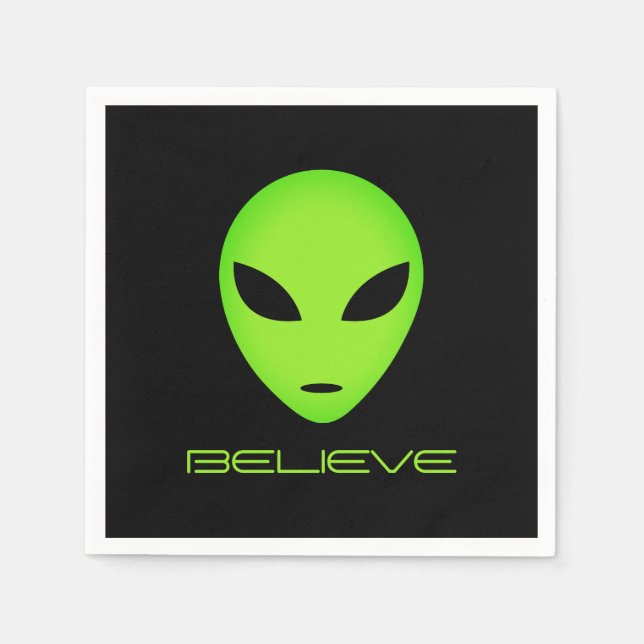 Funny green alien head custom Birthday party Napkins (Front)