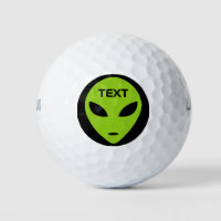 Funny green alien head custom golf ball set