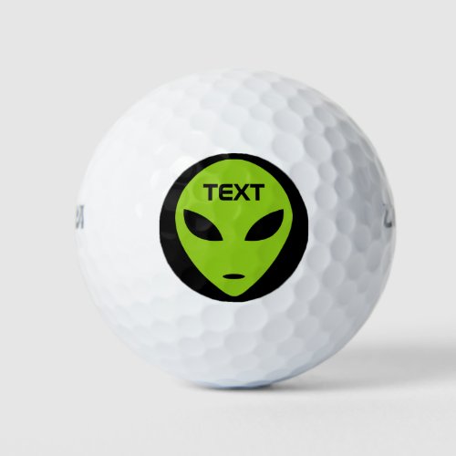 Funny green alien head custom golf ball set